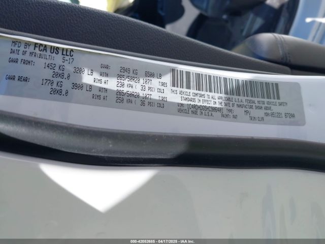 1C4RDHDG5HC906401 Dodge Durango Gt Rwd