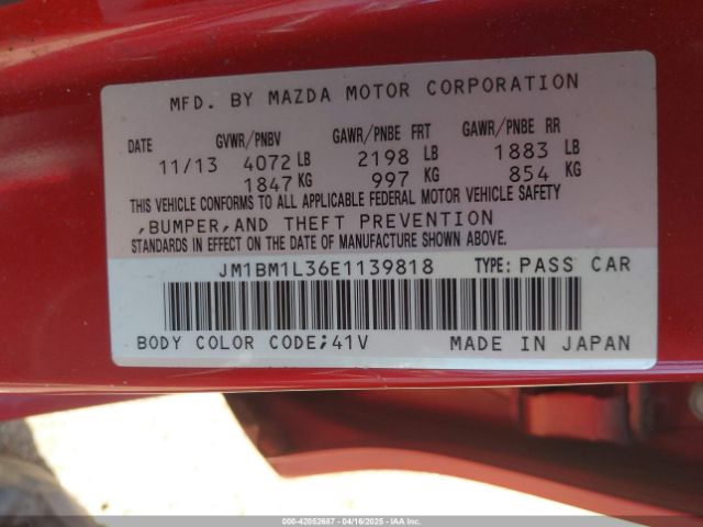 JM1BM1L36E1139818 Mazda Mazda3 S Touring