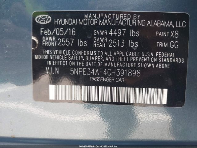 5NPE34AF4GH391898 Hyundai Sonata Sport