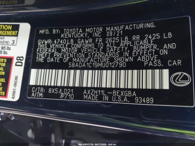 58ADA1C19MU012790 Lexus ES 300H