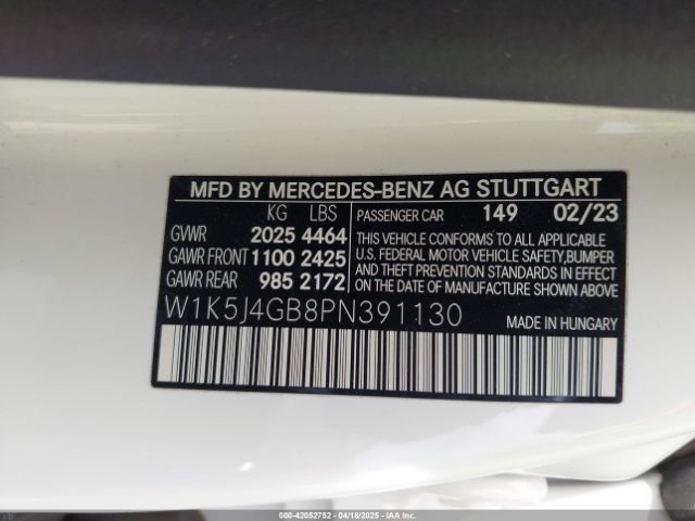 W1K5J4GB8PN391130 Mercedes-Benz Cla 250 Coupe