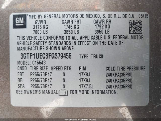 3GTP1UEC3FG379456 GMC Sierra 1500 Sle