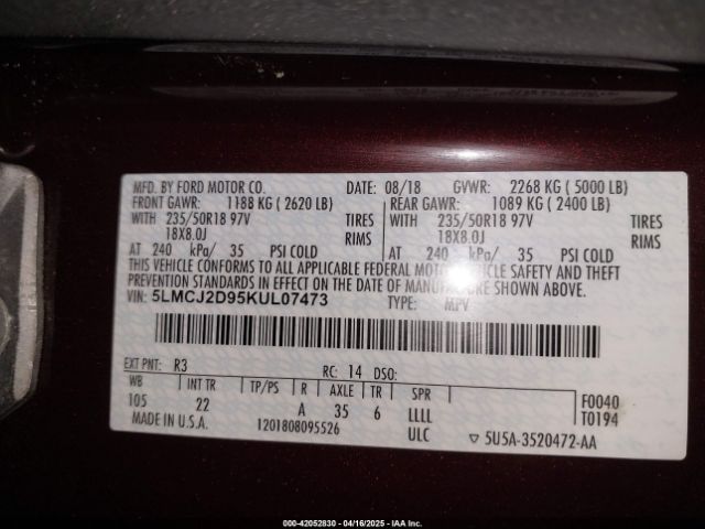 5LMCJ2D95KUL07473 Lincoln MKC SELECT