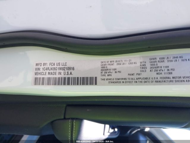2021 JEEP GRAND CHEROKEE L 1C4RJKBG1M8210916 Photo 8