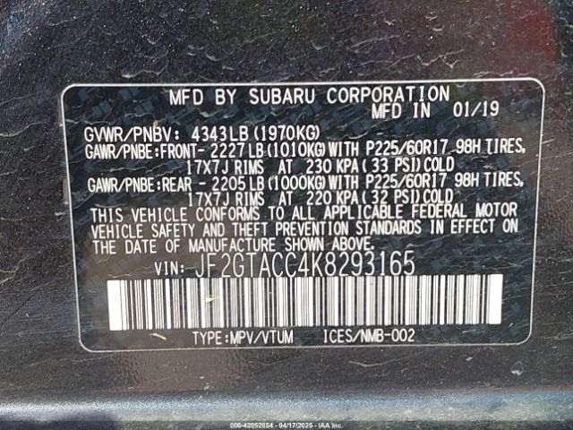 JF2GTACC4K8293165 Subaru Crosstrek 2.0i Premium
