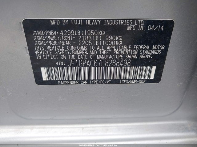 JF1GPAC67E8288498 Subaru 2014