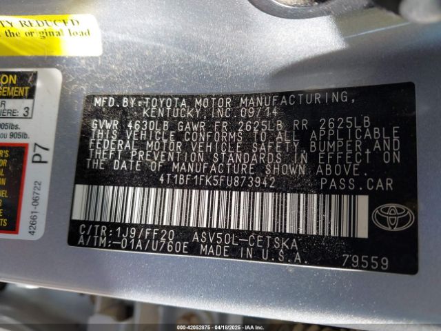 4T1BF1FK5FU873942 Toyota CAMRY SE