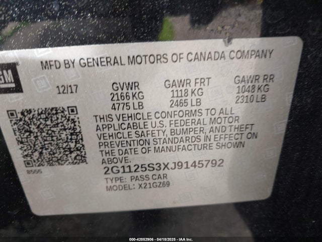 2G1125S3XJ9145792 Chevrolet IMPALA 2LZ