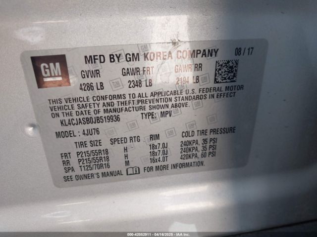 KL4CJASB0JB519936 Buick Encore Preferred