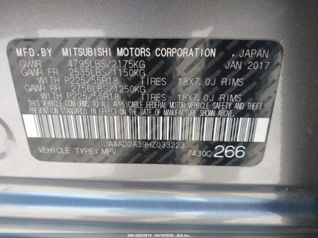 2017 MITSUBISHI OUTLANDER JA4AD2A39HZ033223 Photo 8