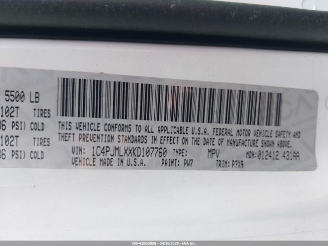 1C4PJMLXXKD107760 Jeep Cherokee Latitude Plus 4x4