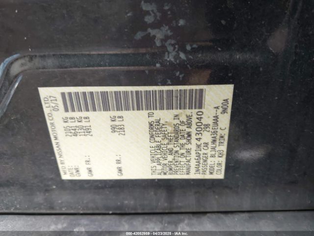1N4AA6AP1HC430040 Nissan Maxima 3.5 Platinum