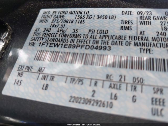 1FTEW1E89PFD04993 Ford F-150 Tremor