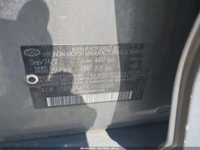5NPE34AFXJH656508 Hyundai SONATA SEL
