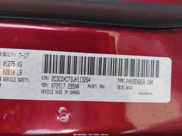 2C3CDXCT3JH113264 Dodge Charger R/t Rwd