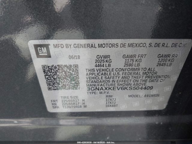 2019 CHEVROLET EQUINOX 3GNAXKEV6KS504409 Photo 8