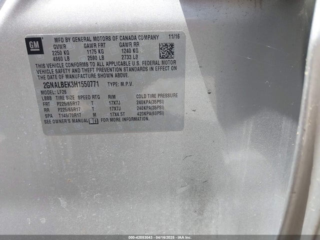 2GNALBEK3H1550771 Chevrolet EQUINOX LS
