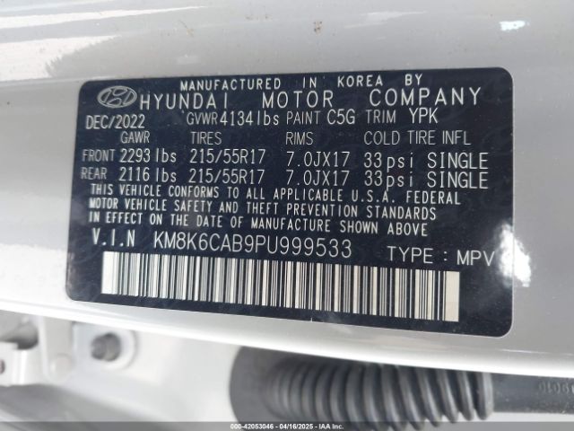 KM8K6CAB9PU999533 Hyundai Kona Sel