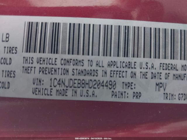 1C4NJDEB8HD204490 Jeep Compass Latitude 4x4