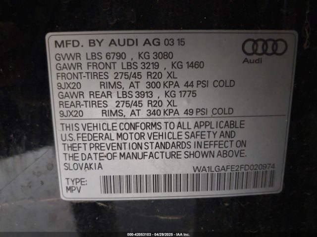 WA1LGAFE2FD020974 Audi Q7 3.0t Premium