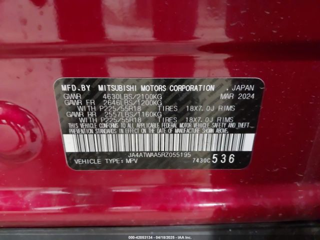 JA4ATWAA5RZ055195 Mitsubishi Eclipse Cross Sel S-awc
