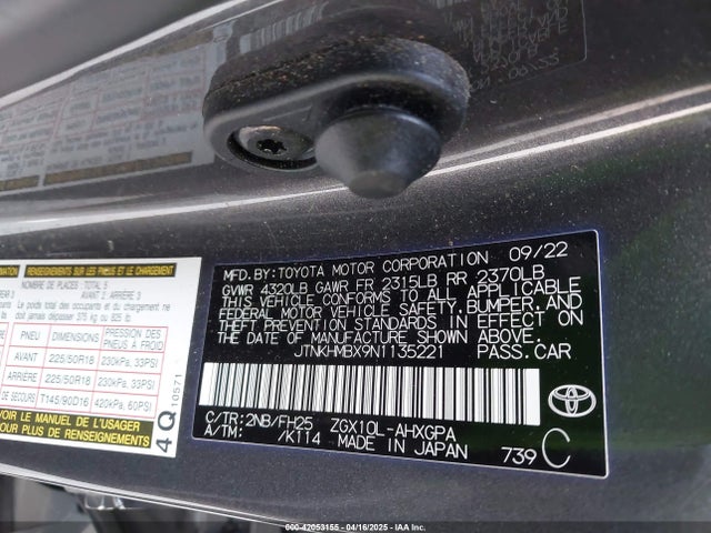 JTNKHMBX9N1135221 Toyota 3zr-fae