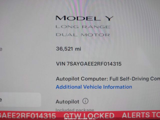 7SAYGAEE2RF014315 Tesla Model Y Long Range Dual Motor All-wheel Drive
