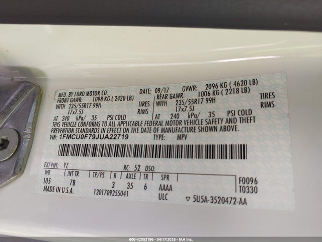 1FMCU0F79JUA22719 Ford 2.5l i-vct