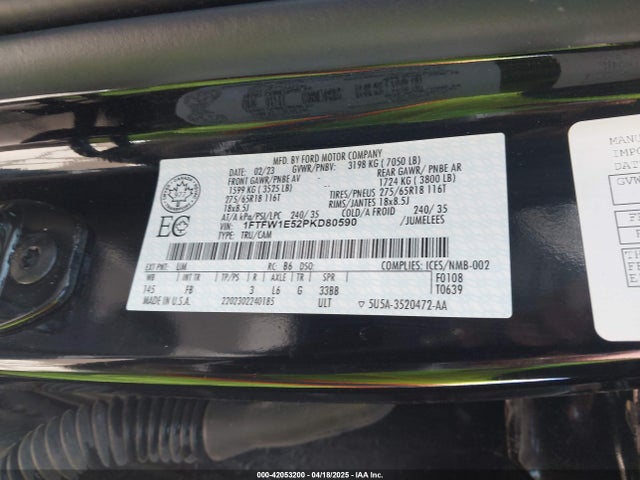 1FTFW1E52PKD80590 Ford 5.0l-4v