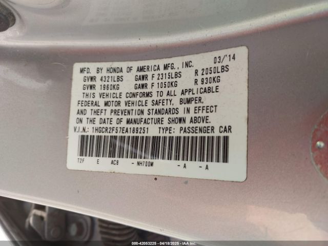 1HGCR2F57EA189251 Honda Accord Sport