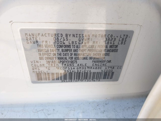 Nissan SENTRA SV 2015 3N1AB7AP9FY319675 Image 9