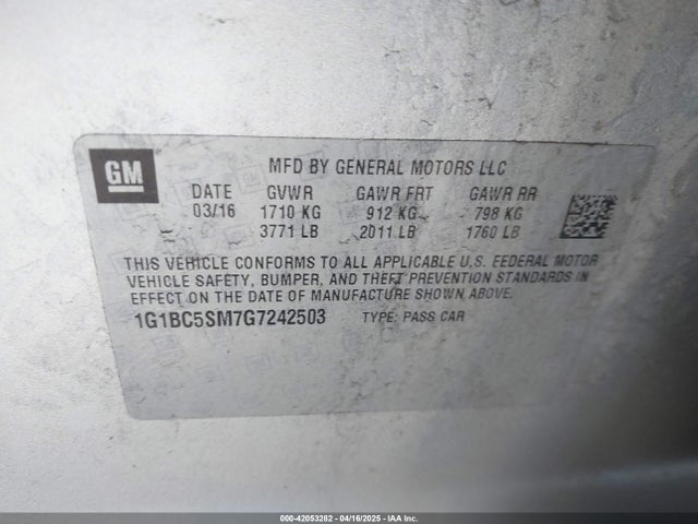 1G1BC5SM7G7242503 Chevrolet Cruze Ls Auto