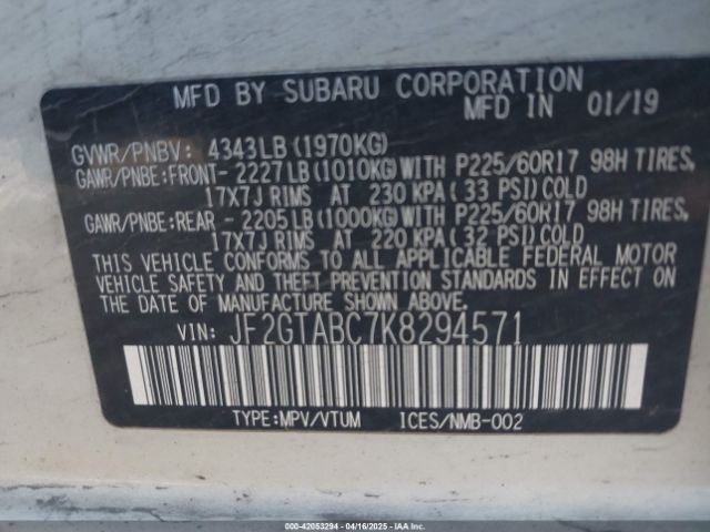 JF2GTABC7K8294571 Subaru Crosstrek 2.0i