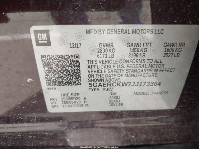 5GAERCKW7JJ173364 Buick Enclave Premium