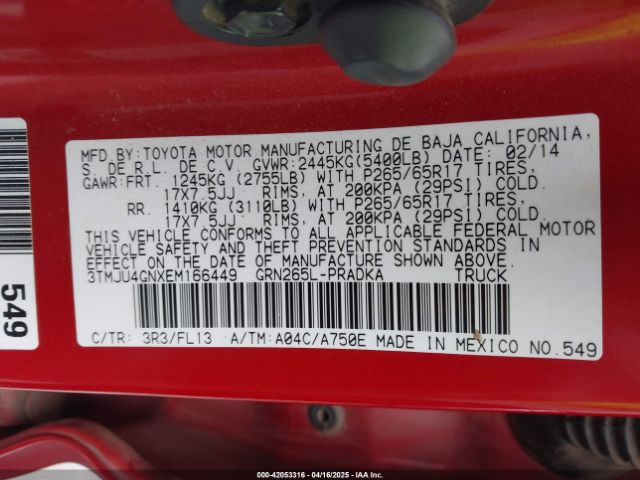 3TMJU4GNXEM166449 Toyota Tacoma Prerunner V6