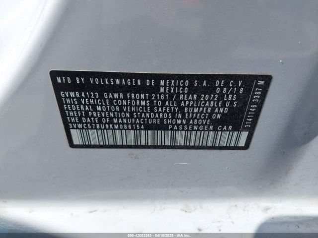 3VWC57BU9KM086154 Volkswagen Jetta 1.4t R-line/1.4t S/1.4t Se