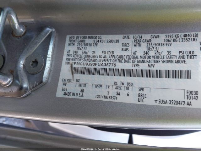 1FMCU9J93FUA35776 Ford Escape Titanium