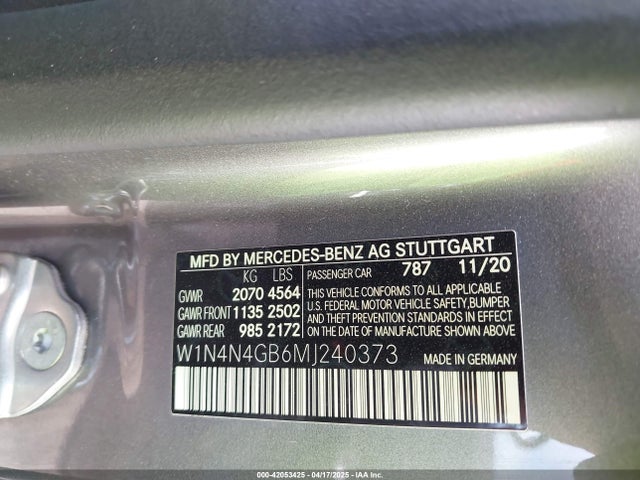 W1N4N4GB6MJ240373 Mercedes-Benz GLA 250