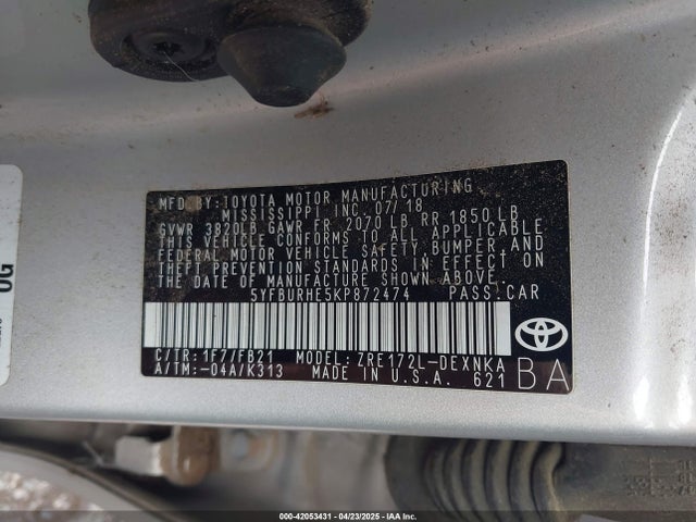 Toyota COROLLA LE 2019 5YFBURHE5KP872474 Image 9