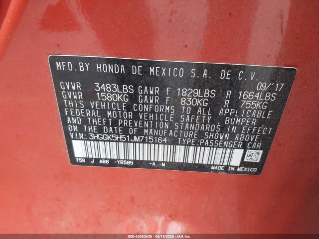 3HGGK5H51JM715164 Honda FIT LX