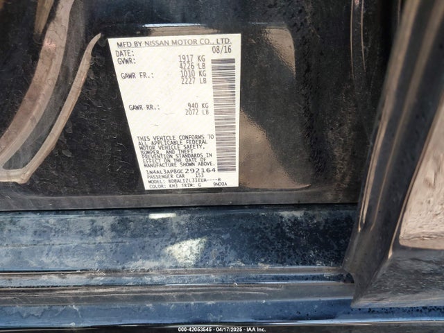 1N4AL3AP8GC292164 Nissan Altima 2.5 Sv