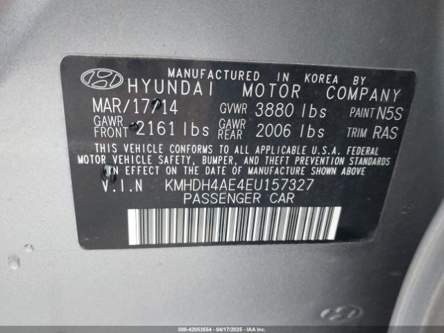 KMHDH4AE4EU157327 Hyundai ELANTRA SE