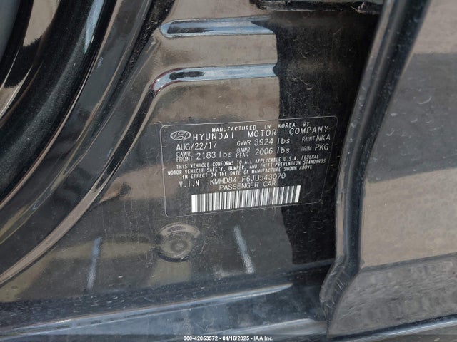 KMHD84LF6JU543070 Hyundai Elantra Value Edition