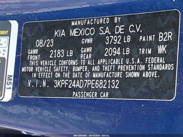 3KPF24AD7PE682132 KIA Forte Lxs