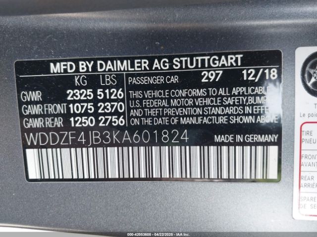 WDDZF4JB3KA601824 Mercedes-Benz E 300