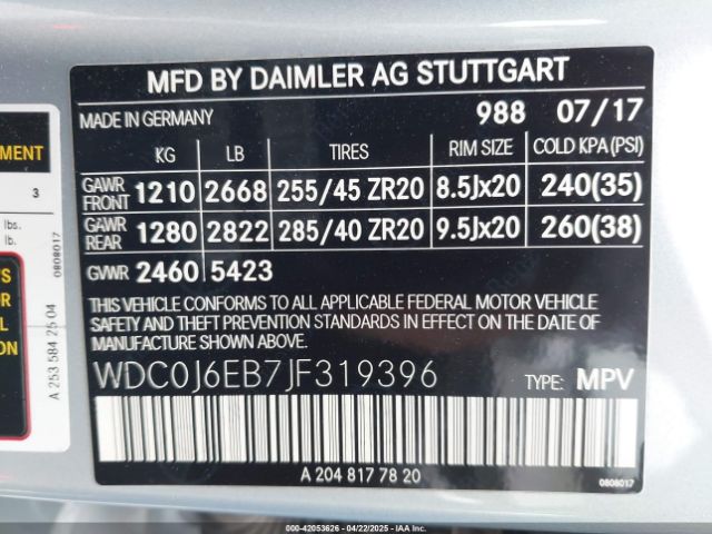 WDC0J6EB7JF319396 Mercedes-Benz Amg Glc 43 Coupe 4matic
