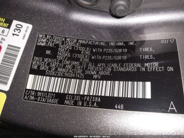 5TDXZ3DC1HS841425 Toyota Sienna Se 8 Passenger