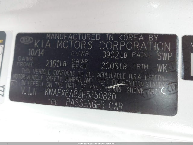 KNAFX6A82F5350820 KIA Forte Koup Ex