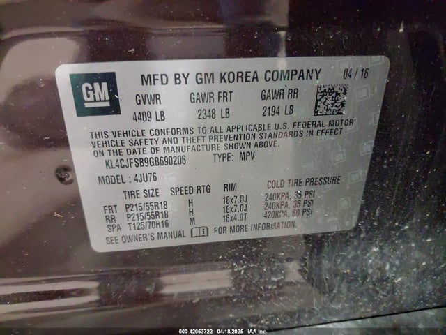 KL4CJFSB9GB690206 Buick Encore Convenience