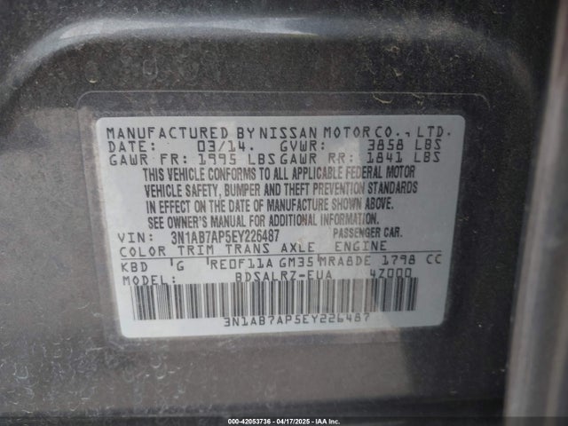 3N1AB7AP5EY226487 Nissan SENTRA SR